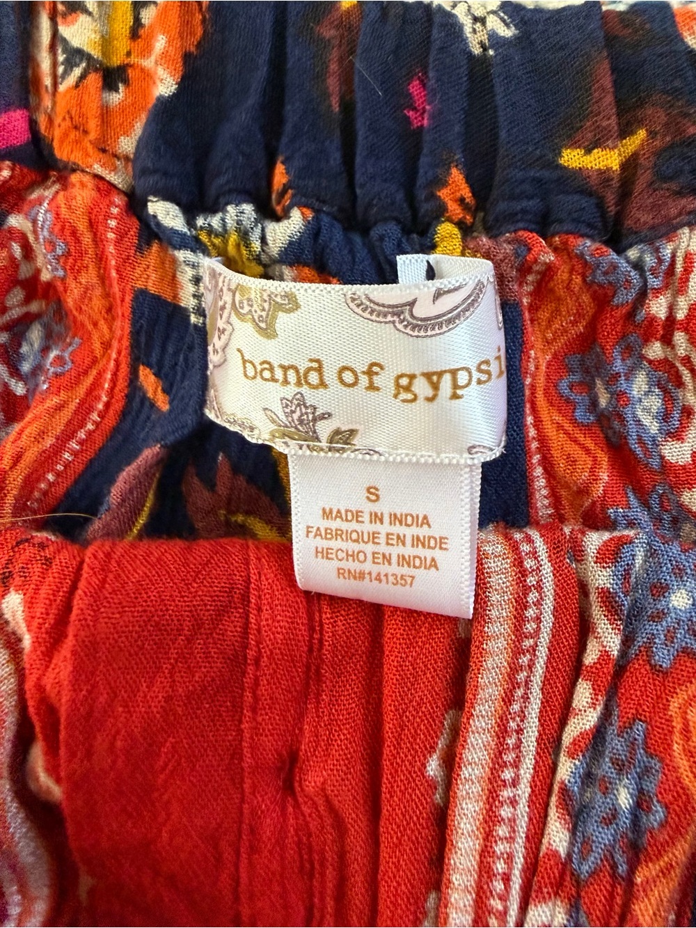 Band of Gypsies Navy & Red Floral High-Low Maxi Skirt - Picture 9 of 10
